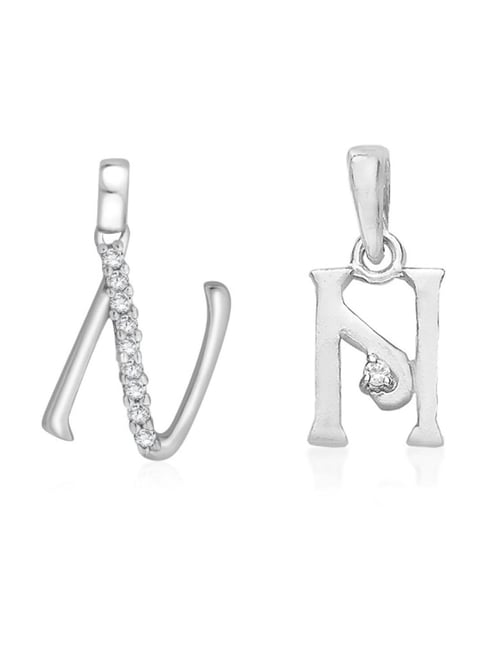 Taraash 92.5 Sterling Silver 'N' & 'N' Initial Letter Couple Pendants-picture-22
