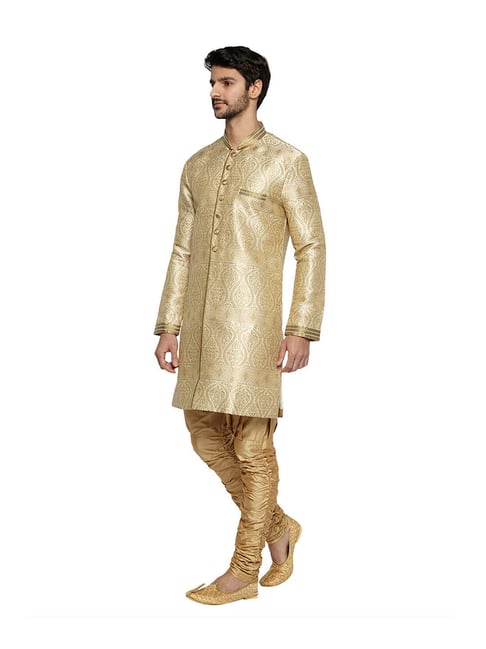 Buy Ethnix by Raymond Gold Printed Sherwani for Men Online