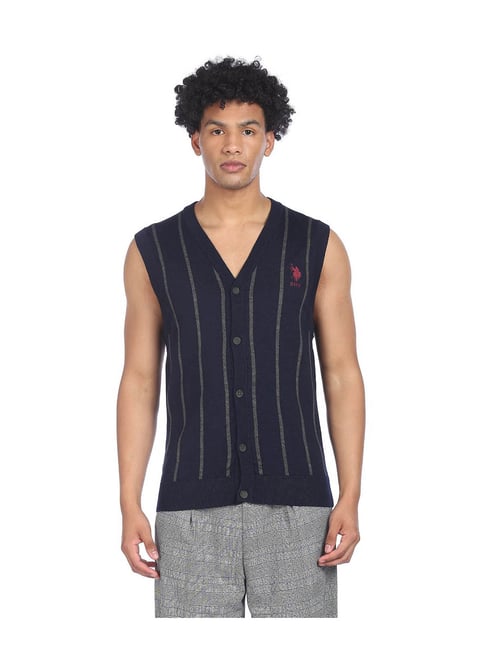 U S Polo Assn U.S. Polo Assn. Navy Striped Cardigan