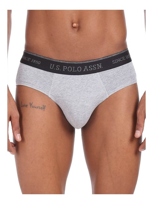 U S Polo Assn U.S. Polo Assn. Grey Melange Regular Fit Briefs