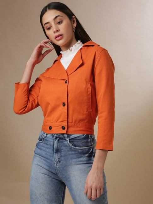 Buy Campus Sutra Orange Regular Fit Jacket for Women Online Tata