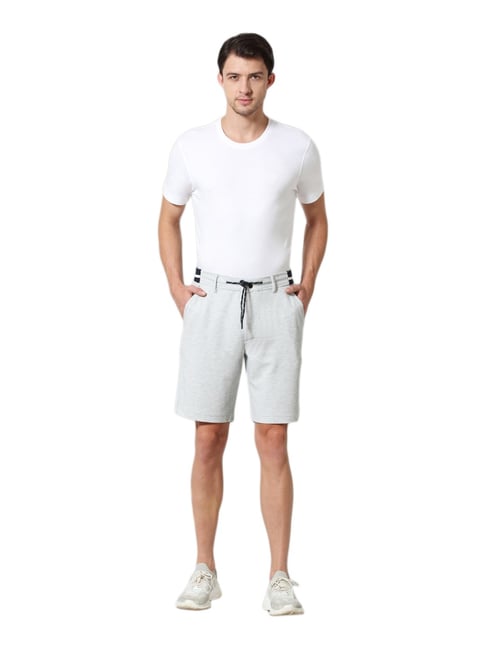 Van Heusen Athleisure Regular Fit Functional Pocket Soft Touch Solid Chino Shorts - Grey Melange-picture-22