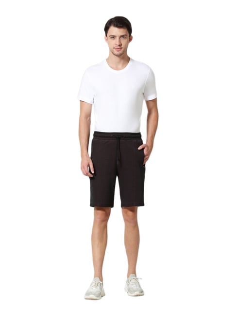 Van Heusen Athleisure Regular Fit Zipper Pocket Side Contrast Tape Solid Knit Shorts - Wine-picture-21
