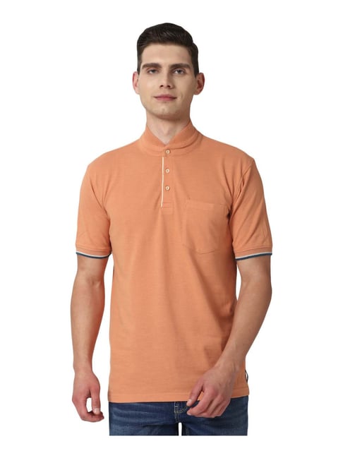 Peter England Orange Regular Fit T-Shirt