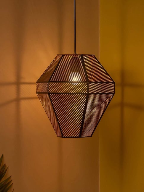 ExclusiveLane 'Vintage Lines' Metallic Black Iron Hand-Etched Pendant Lamp - Set of 1