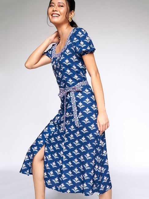 Global Desi Indigo Printed Dress Price in India