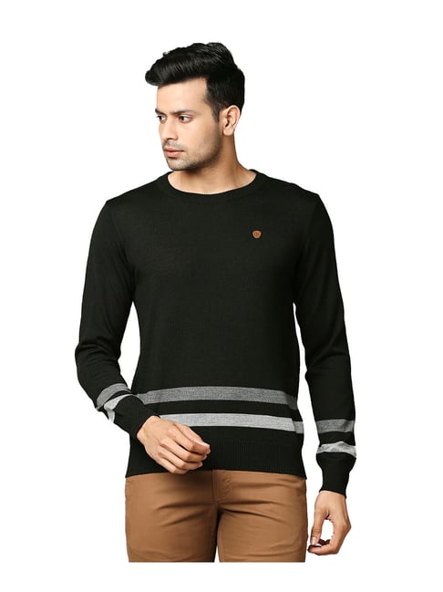 Black Sweater Raymond High Neck Sweater Buy Raymond Black Striped