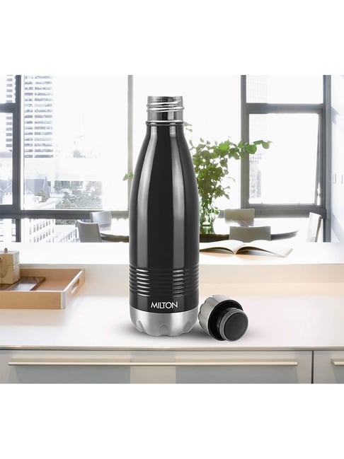 Milton Black Thermosteel Hot Cold Vacuum Insulated Water Bottle 350 ml