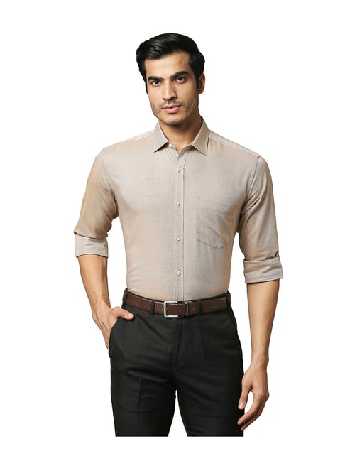Buy Park Avenue Beige Slim Fit Shirt 
