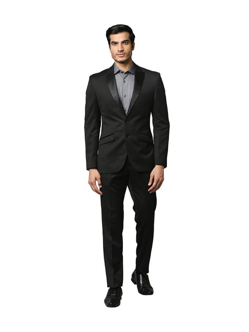 Park Avenue Black Super Slim Fit Two Piece Suit