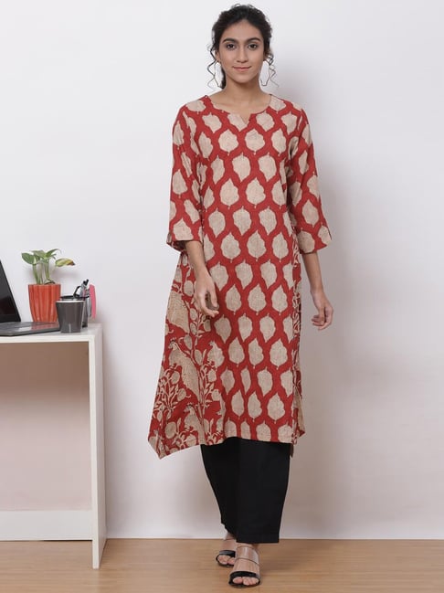 Biba Red Printed A Line Kurta Price in India