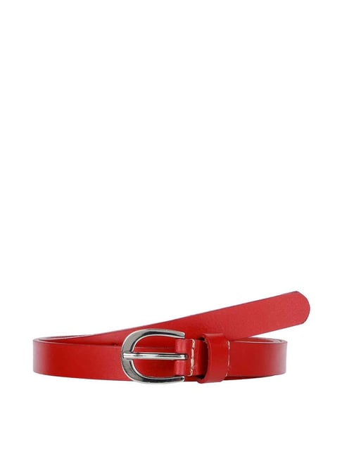 Aditi Wasan Red Leather Narrow Belt for Women