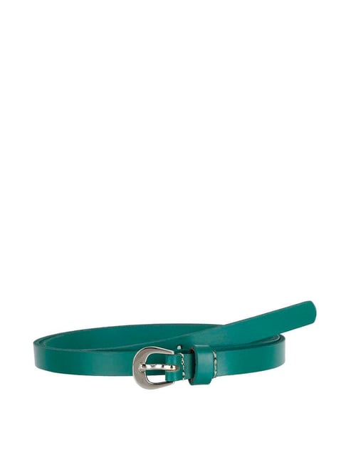 Aditi Wasan Green Leather Narrow Belt for Women