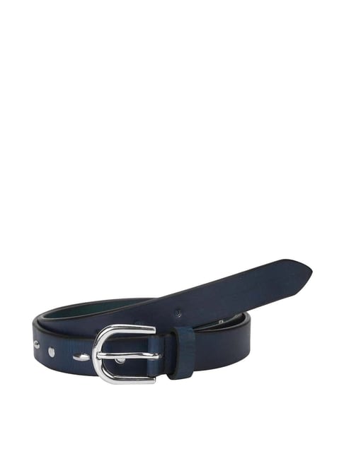 Aditi Wasan Blue Leather Narrow Belt for Women