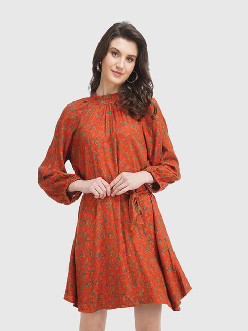 United Colors of Benetton Orange Printed Dress Price in India