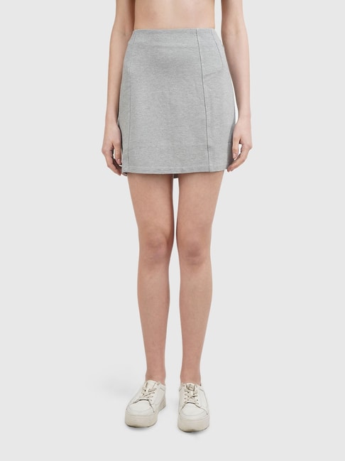 United Colors of Benetton Grey Textured Skirt Price in India
