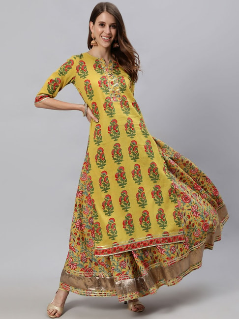 Buy Jaipur Kurti Tan Printed Kurta Palazzo Set for Women's Online @ Tata  CLiQ-bdsngoinhaviet.com.vn