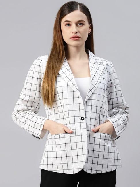 Black white outlet check blazer