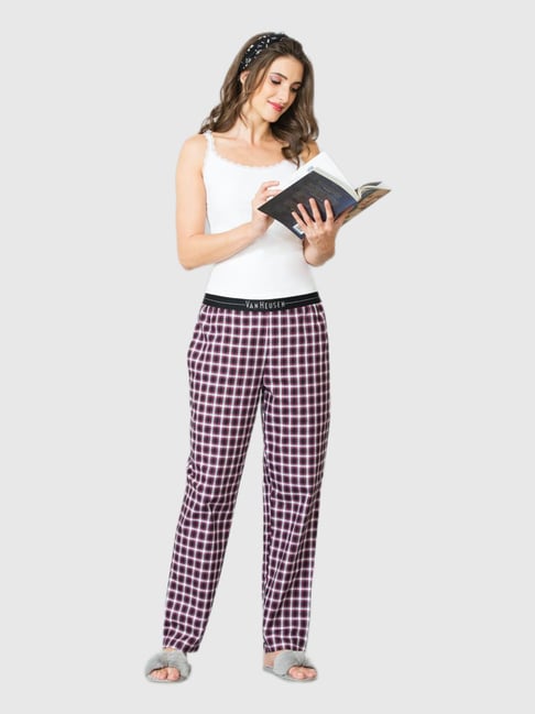 Buy Van Heusen Black Checks Print Pajamas for Women Online @ Tata CLiQ