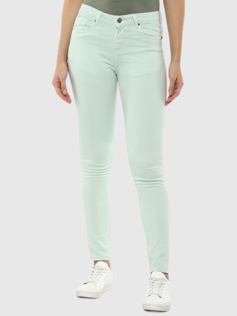 Van Heusen Sea Green Skinny Fit Jeans