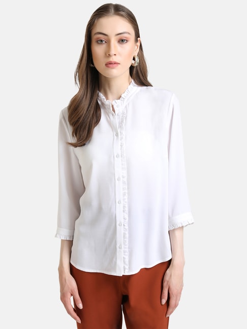 Kazo White Mandarin Collar Shirt Price in India