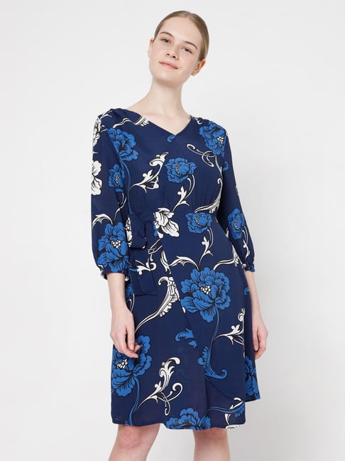 Vero Moda Blue Floral Print Dress Price in India