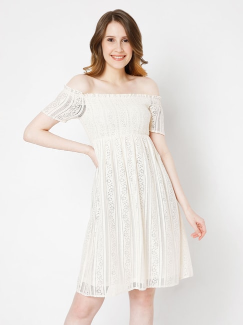 Vero Moda White Self Design Dress Price in India