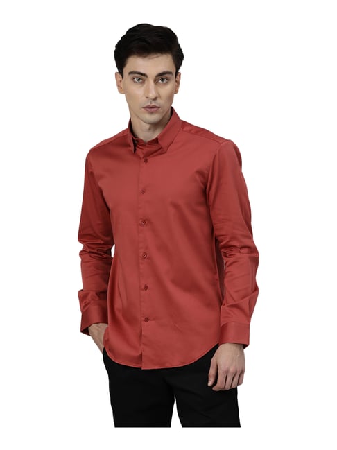 Buy Rare Rabbit Orange Slim Fit Shirt 