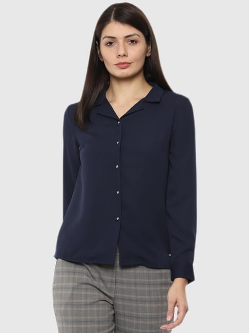 Van Heusen Navy Regular Fit Shirt Price in India