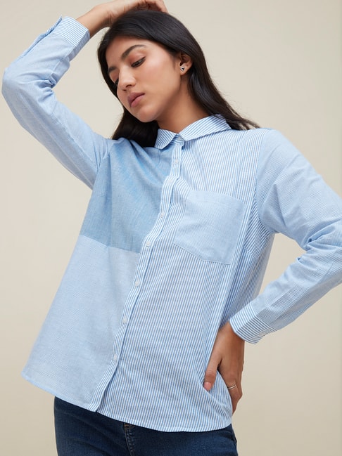 LOV by Westside Blue Striped Casual Shirt Price in India