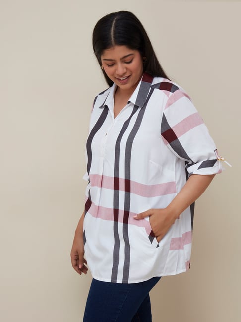 Gia Curves by Westside White Checkered Casual Shirt Price in India