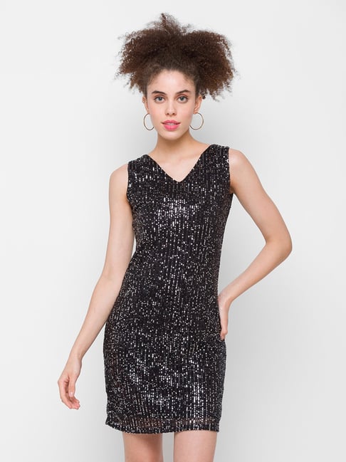 Globus Black Embellished Shift Dress Price in India