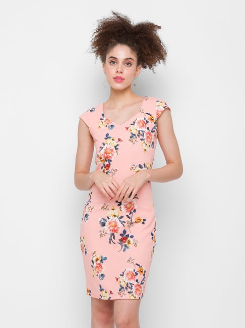 Globus Peach Floral Print Shift Dress Price in India
