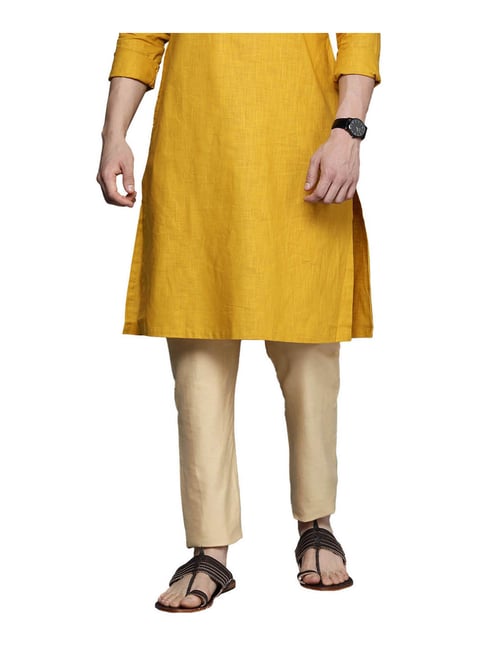 Manyavar Beige Regular Fit Pencil Pyjama-Manyavar-Apparel-TATA CLIQ