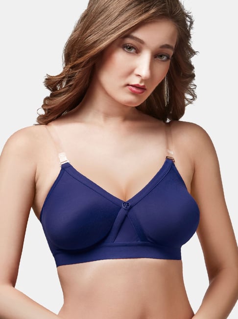 Buy Trylo-Oh-so-pretty you! Navy Non Wired Non Padded Full Coverage Bra for  Women Online @ Tata CLiQ