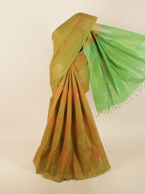 Pothys Green Silk Woven Saree With UnStitched Blouse Piece Price in India