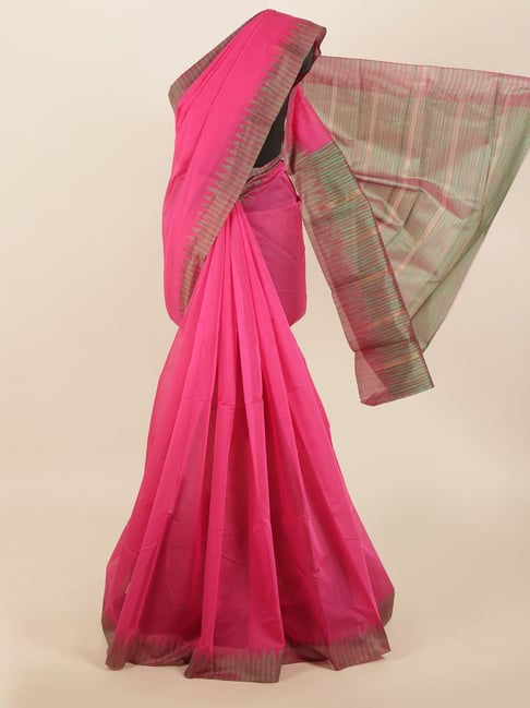 Buy Pothys Peach Cotton Woven Saree With Unstitched Blouse for Women Online  @ Tata CLiQ