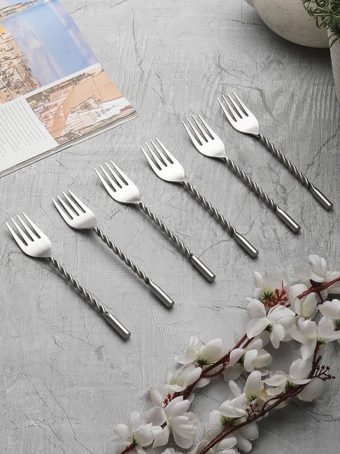 Buy VarEesha Silver Stainless Steel Twisted Handle Small Forks