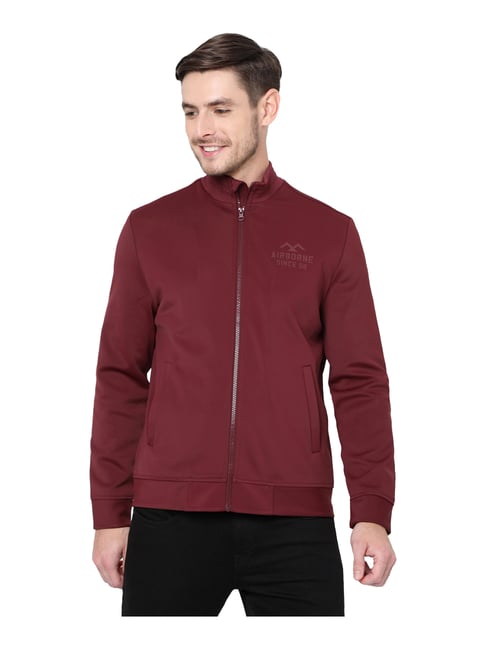 Buy Mufti Red Full Sleeves Mock Collar Jacket for Men's Online