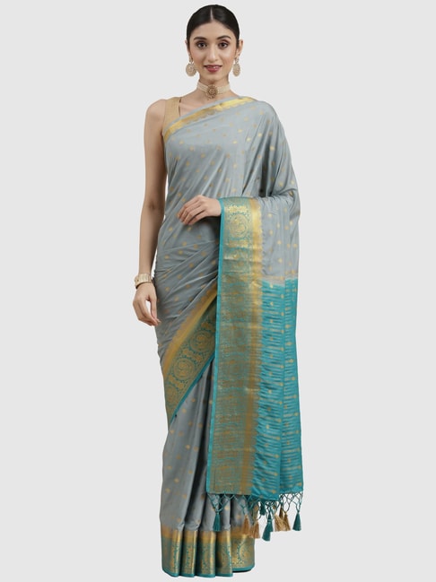 Mimosa Grey Woven Saree With Unstitched Blouse Price in India
