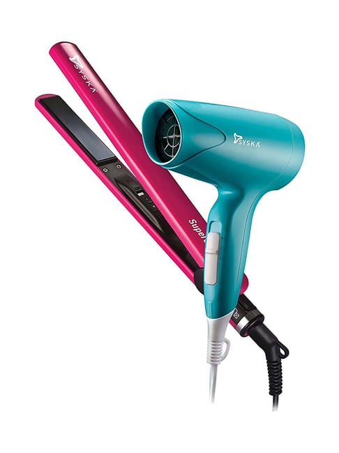 Syska CPF6800 Hair Dryer & Hair Straightener Combo (Teal and Pink)