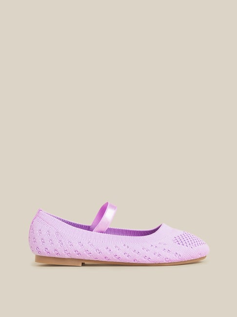 Yellow Kids by Westside Lilac Knit Detailed Ballerina Shoes