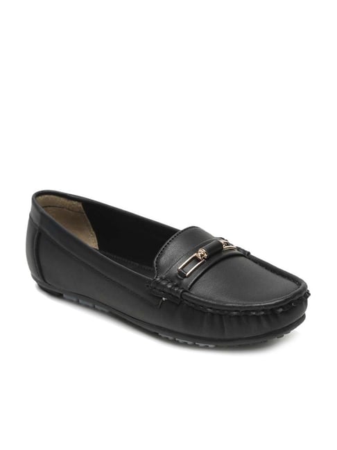 Flat N Heels Women's Black Casual Loafers