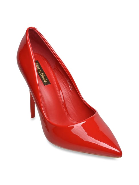 Sparkling Divas | Trendy Mirror Work Red Pump Heels – aroundalways