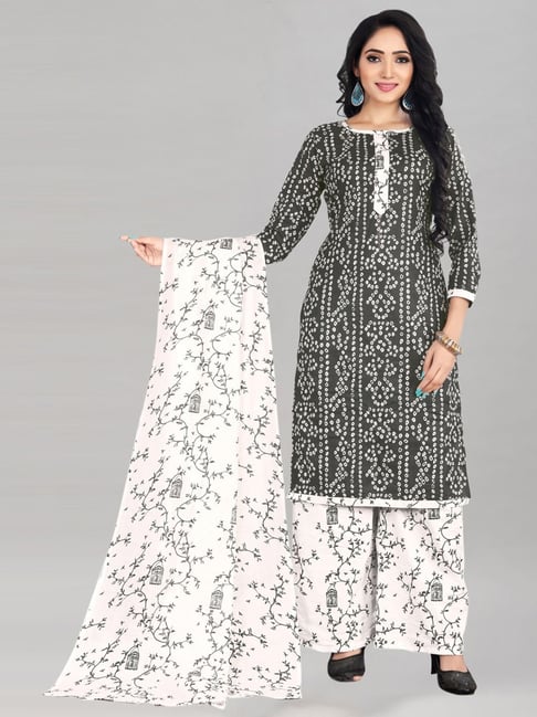 Buy Grey Dress Material for Women by SATRANI Online