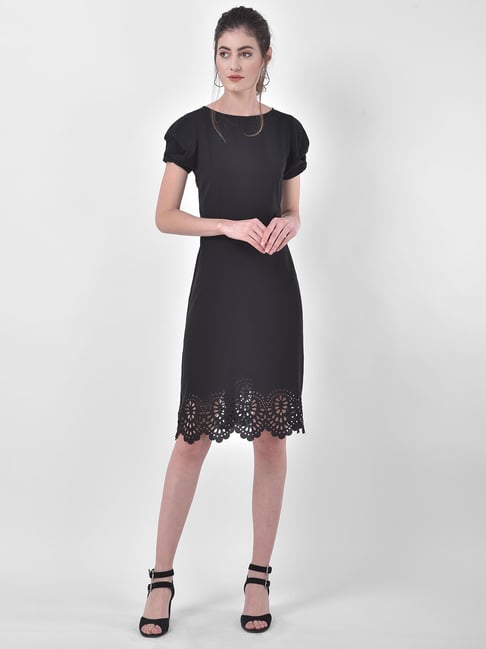 Eavan Black Self Design Dress Price in India