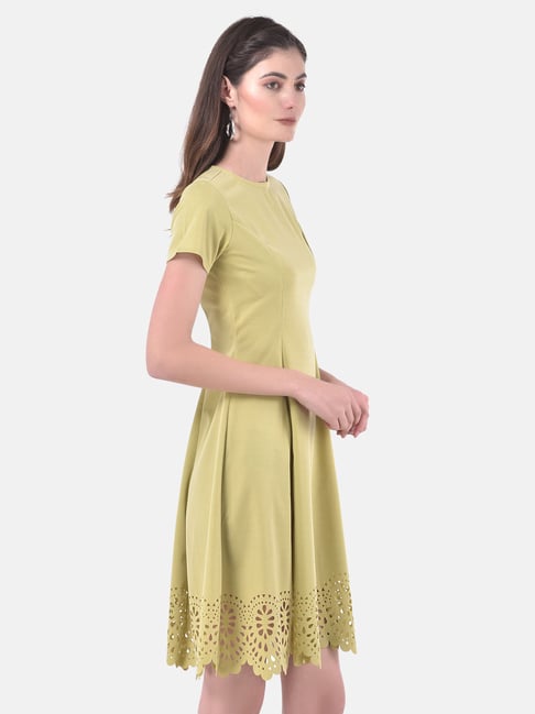 Eavan Pista Green Self Design Dress Price in India