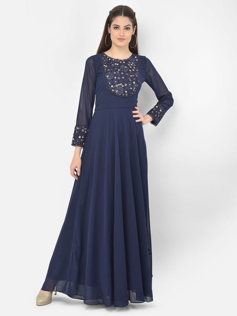 Eavan Navy Embroidered Dress Price in India