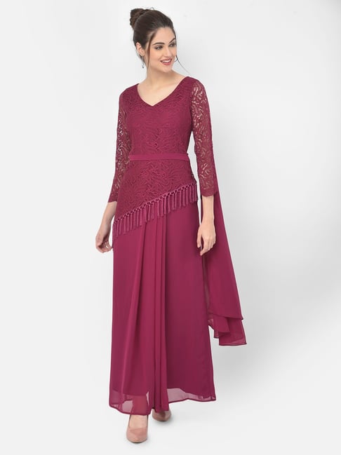 Buy Anvi Be Yourself Burgundy Regular Fit Dress for Women Online @ Tata CLiQ