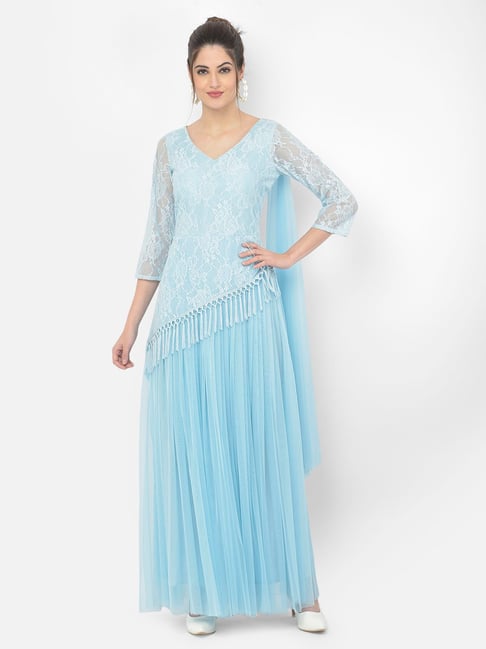 Eavan Turquoise Lace Dress Price in India